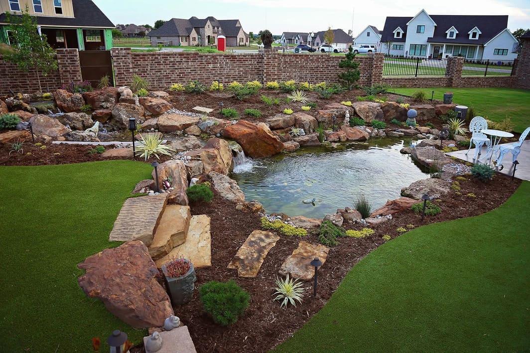 Waterfall installation - Backyard Depot